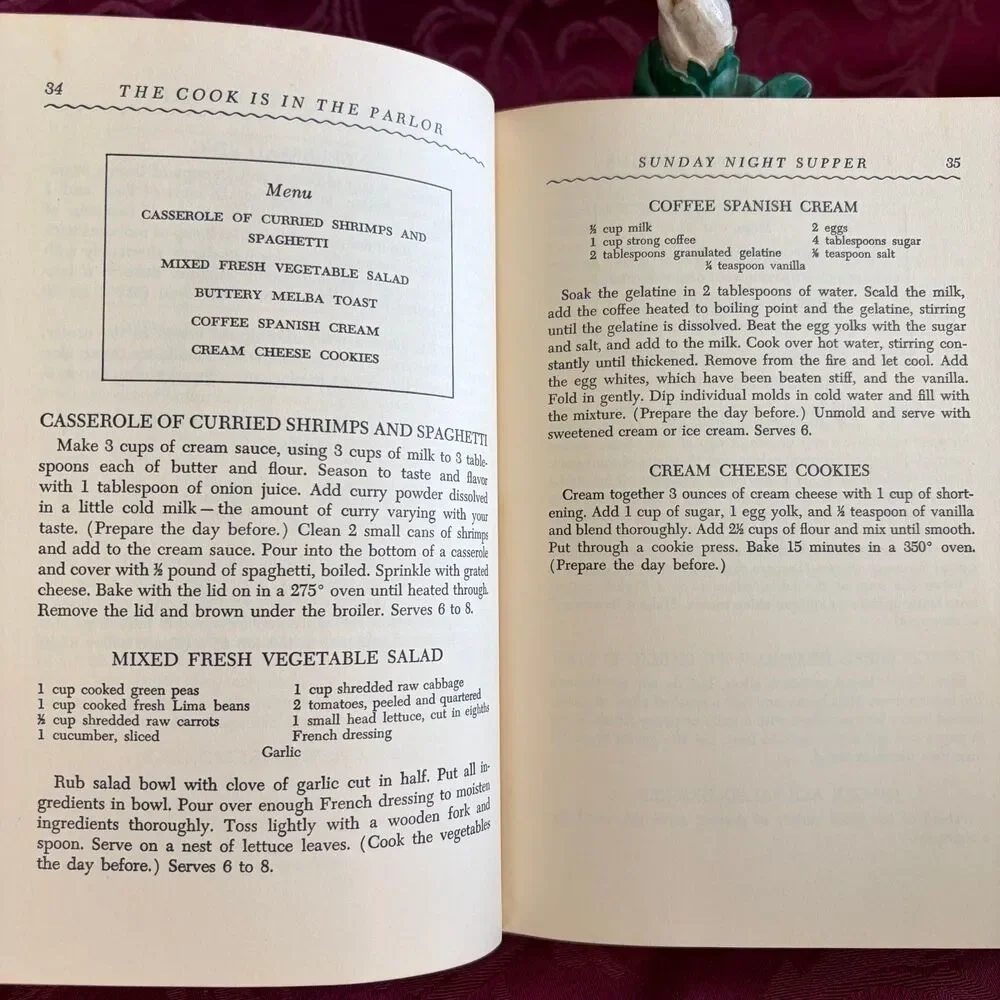 1950 The Cook Is in the Parlor by Marguerite Gilbert McCarthy, Vintage Cookbook